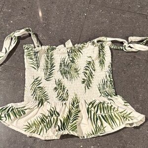 H&M Palm Leaf Print Smocked Top